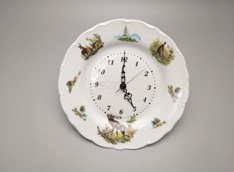Porcelnov hodiny tal 25cm Mysliveck - Kliknutm zobrazte detail obrzku.